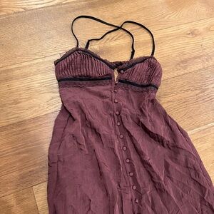 Burgundy and Black Free People Midi Dress